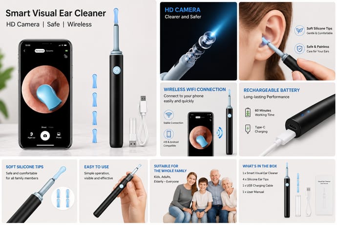 Smart Visual Ear Cleaner with HD Camera – Wireless Ear Wax Removal Tool